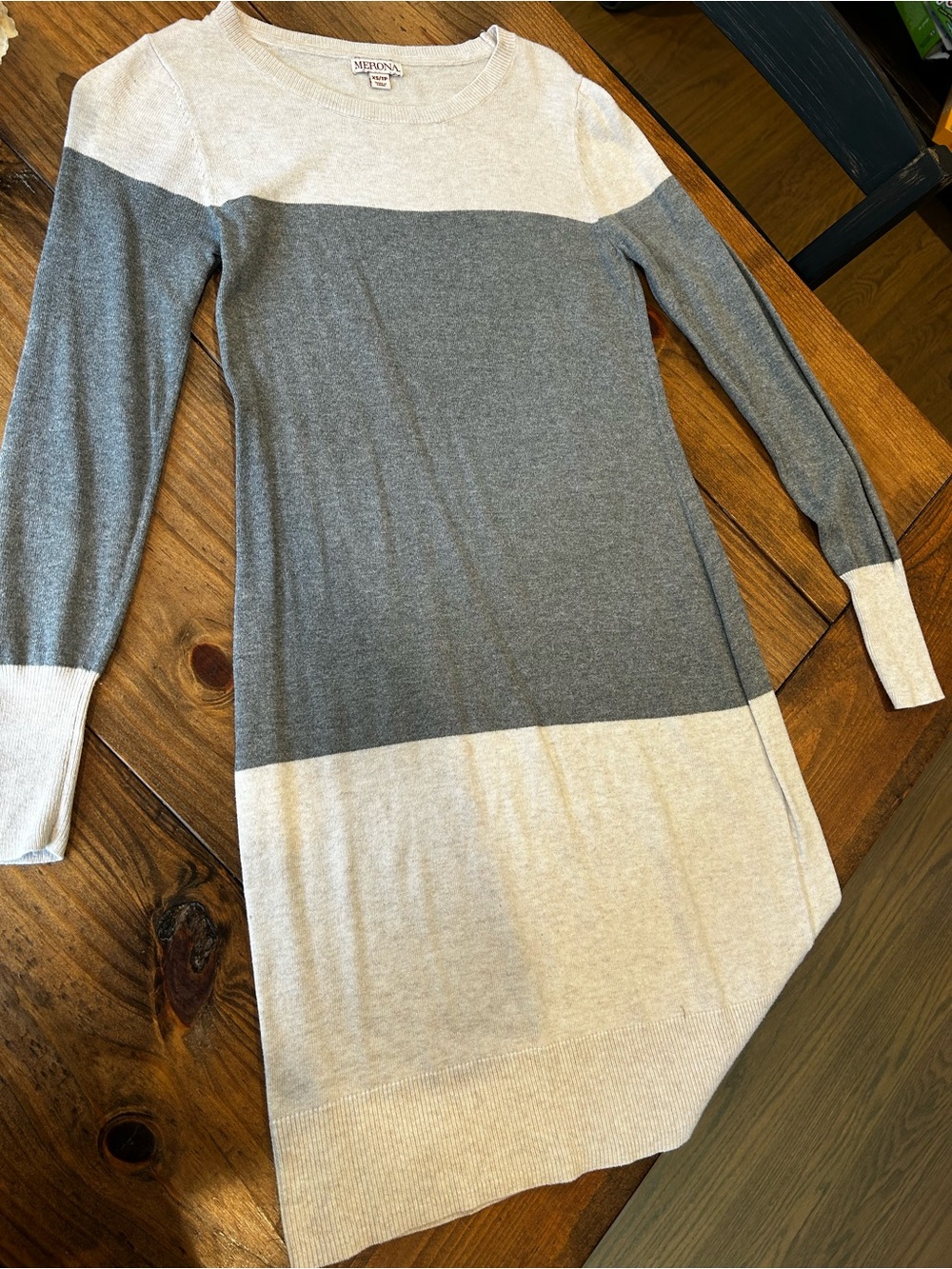 Merona Gray & Cream sweater Dress